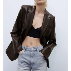 Zara faux leather menswear style blazer